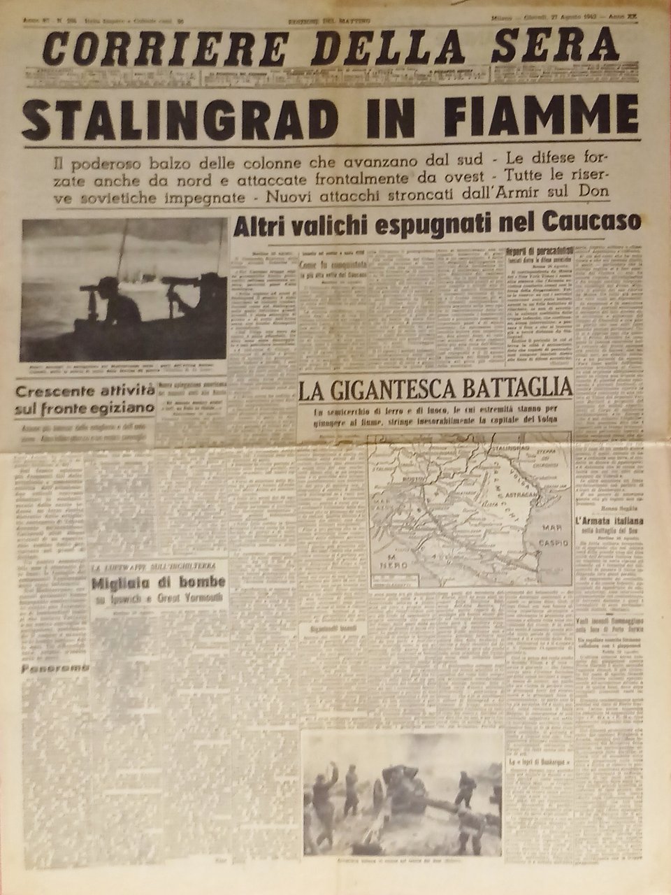 WWII - Corriere della Sera N. 204 - 1942 Stalingrad …