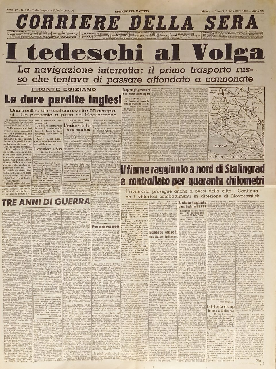 WWII - Corriere della Sera N. 210 - 1942 I …
