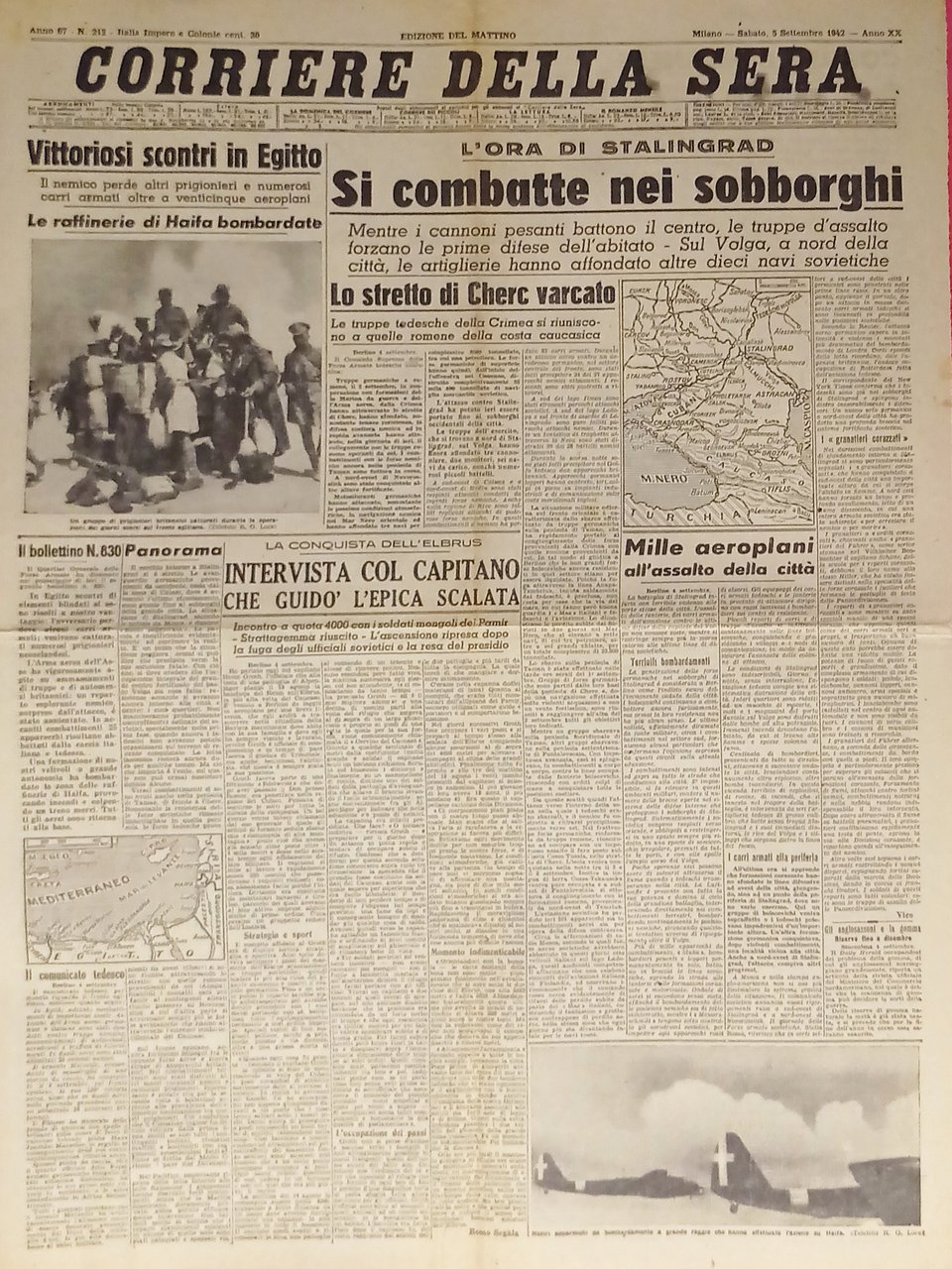 WWII - Corriere della Sera N. 212 - 1942 Vittoriosi …