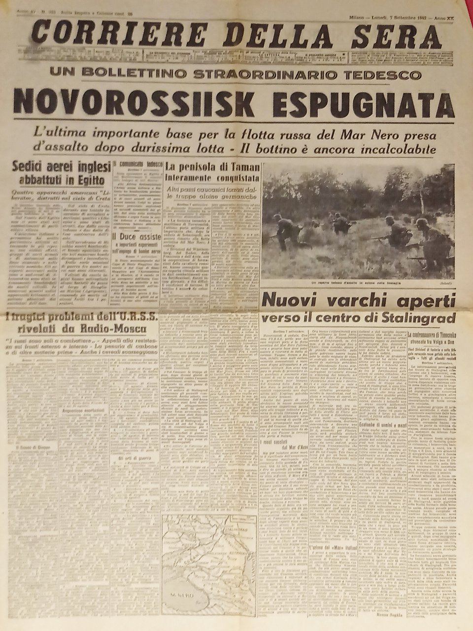 WWII - Corriere della Sera N. 213 - 1942 Novorossiysk …