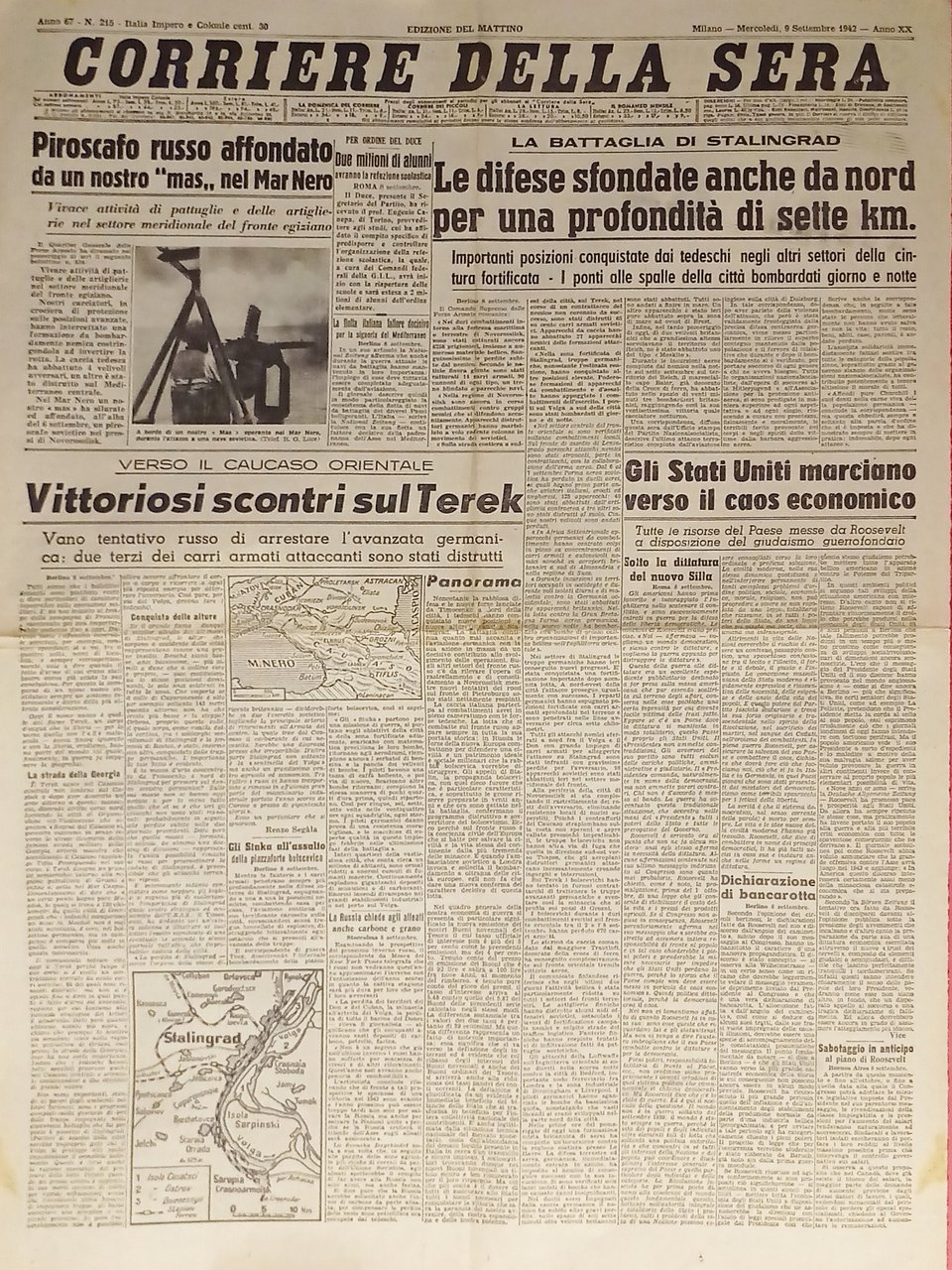 WWII - Corriere della Sera N. 215 - 1942 Vittoriosi …