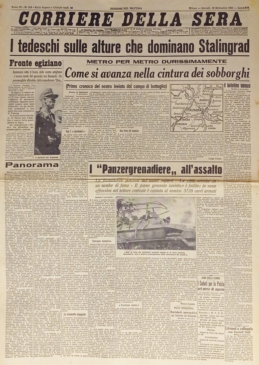 WWII - Corriere della Sera N. 216 - 1942 Tedeschi …
