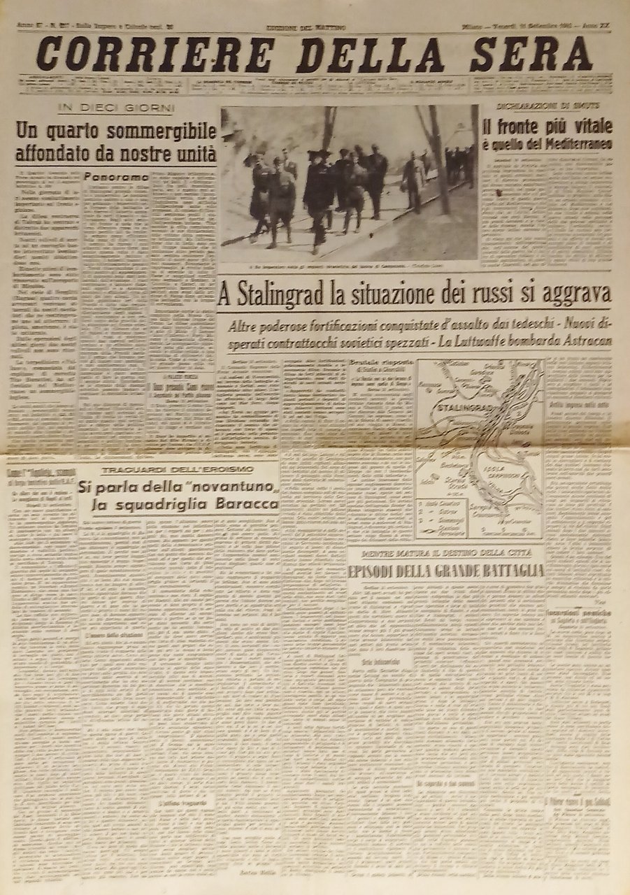WWII - Corriere della Sera N. 217 - 1942 Situazione …