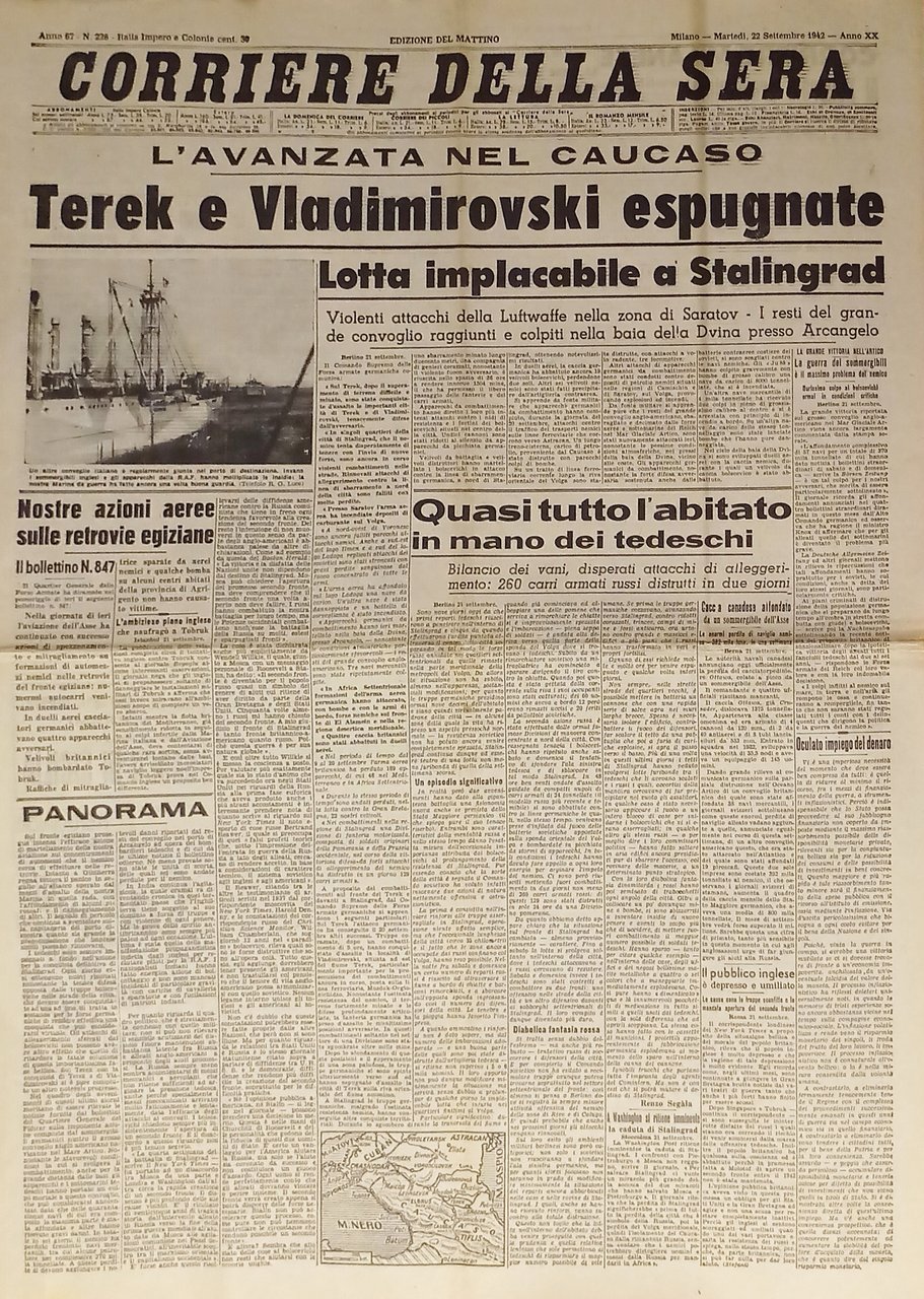 WWII - Corriere della Sera N. 226 - 1942 Tarek …