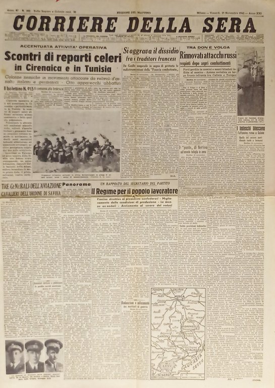 WWII - Corriere della Sera N. 283 - 1942 Scontri a Cirenaica e in Tunisia