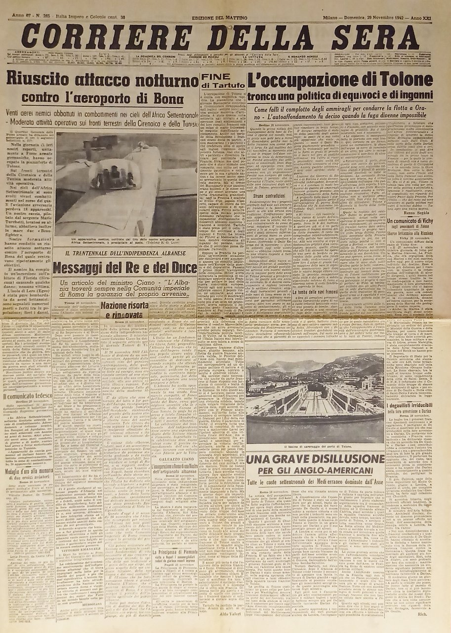 WWII - Corriere della Sera N. 285 - 1942 L'occupazione …
