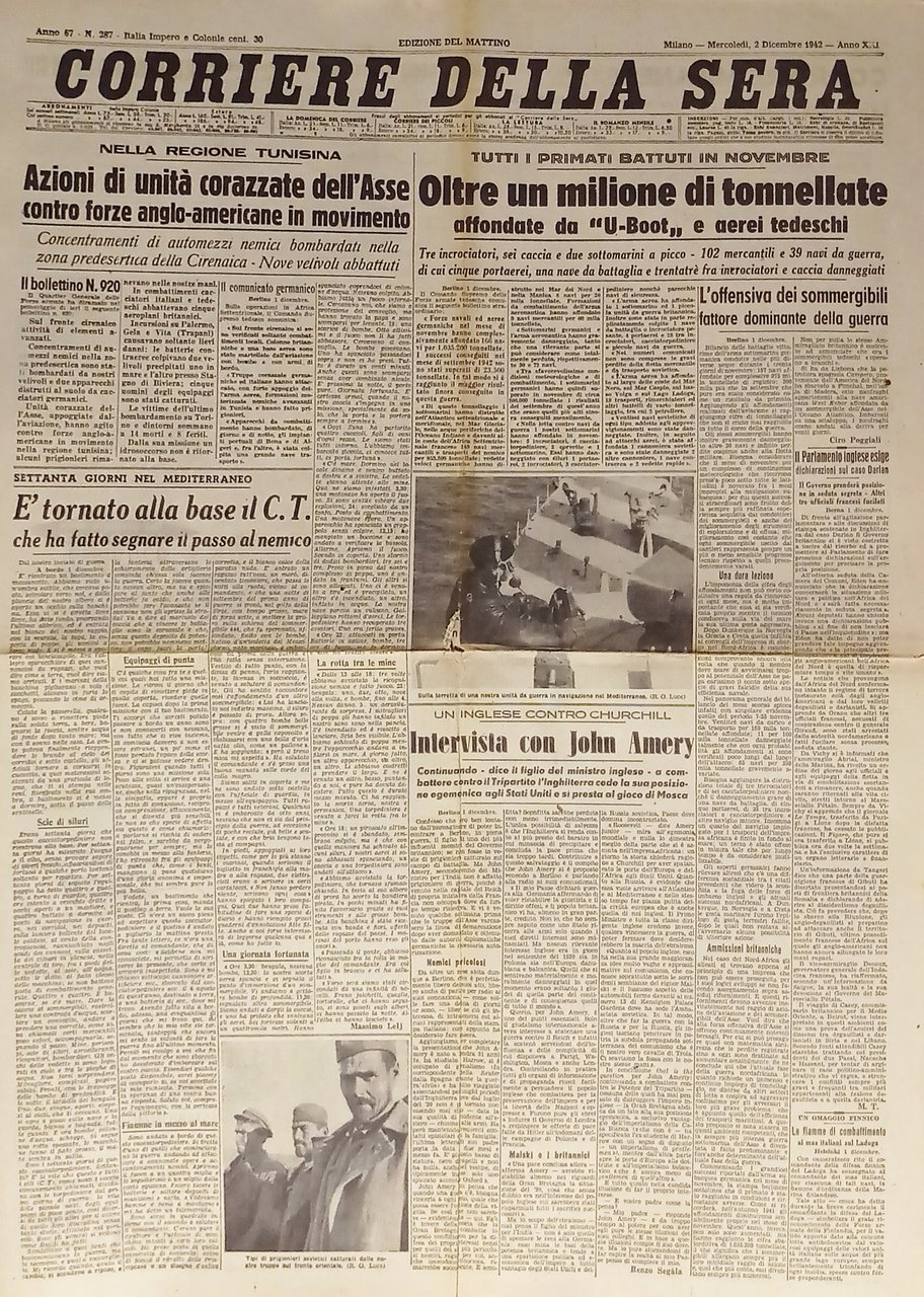WWII - Corriere della Sera N. 287 - 1942 Nella …