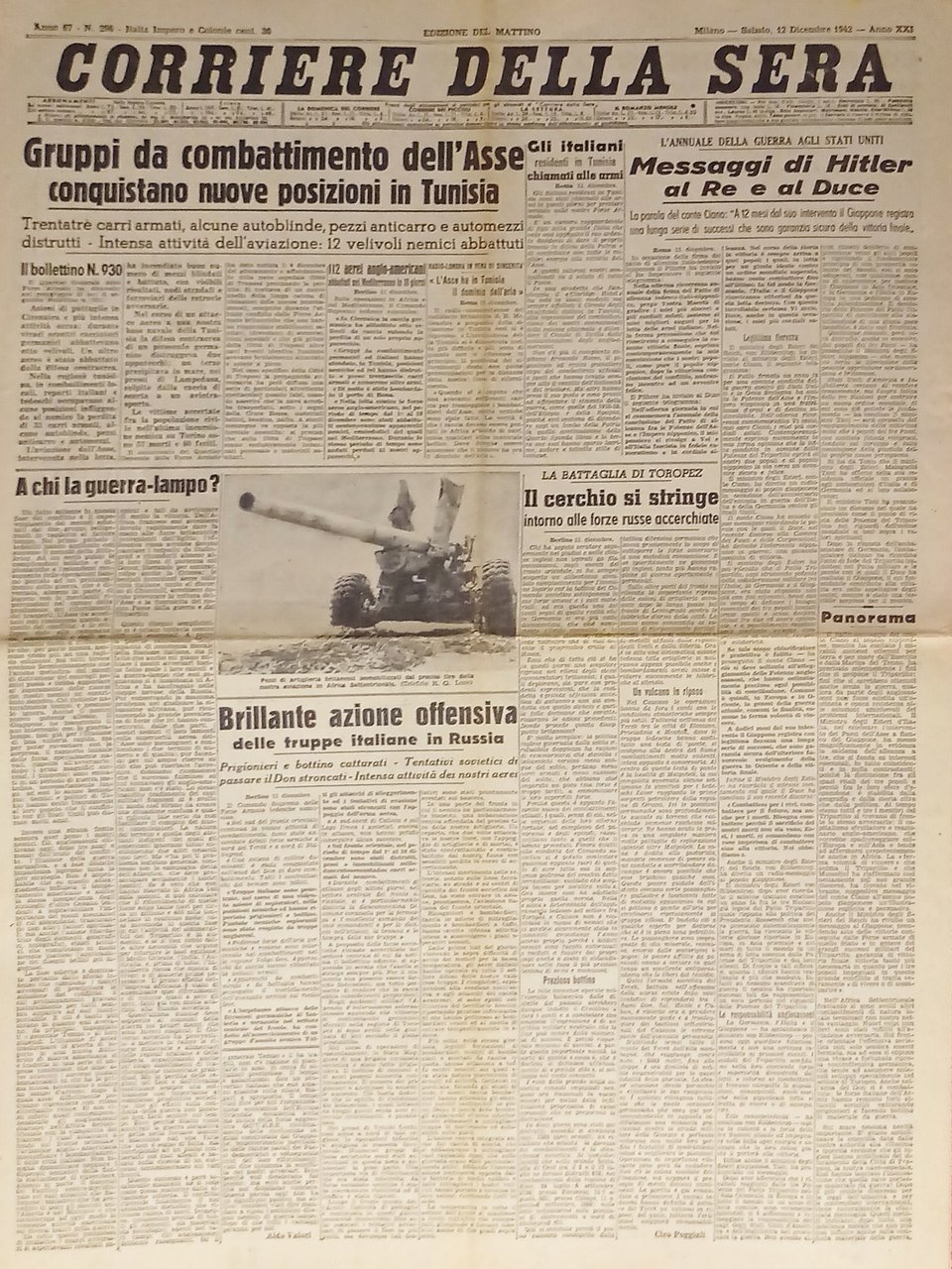 WWII - Corriere della Sera N. 296 - 1942 Messaggi …