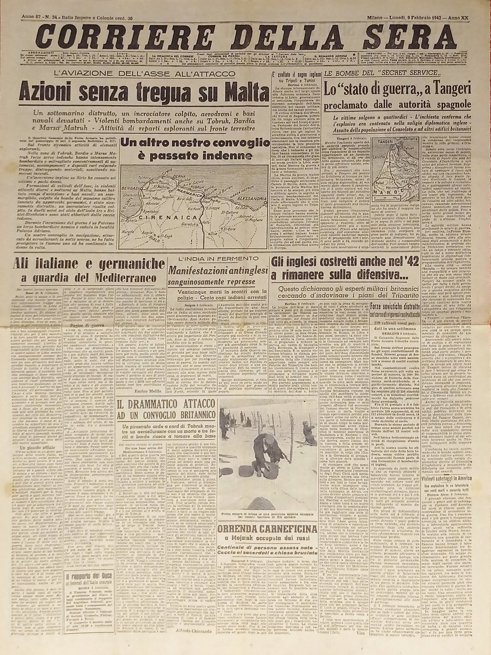 WWII - Corriere della Sera N. 34 - 1942 Azioni …