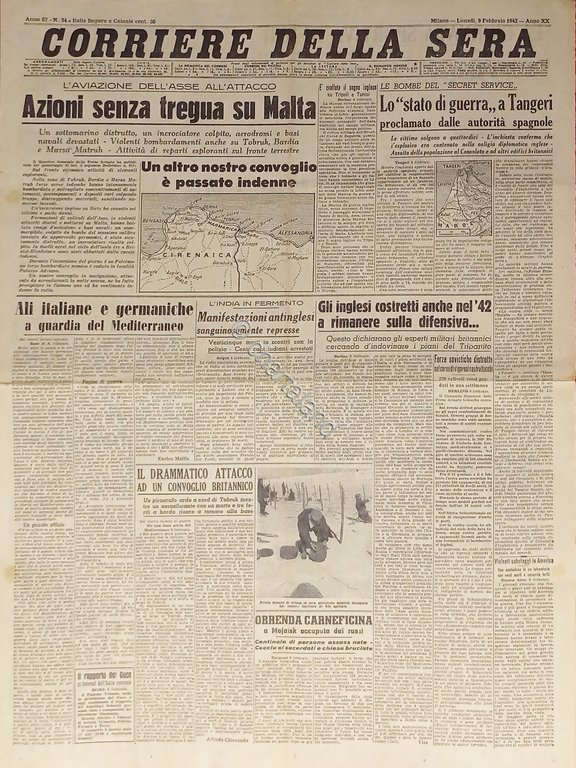 WWII - Corriere della Sera N. 34 - 1942 Azioni …