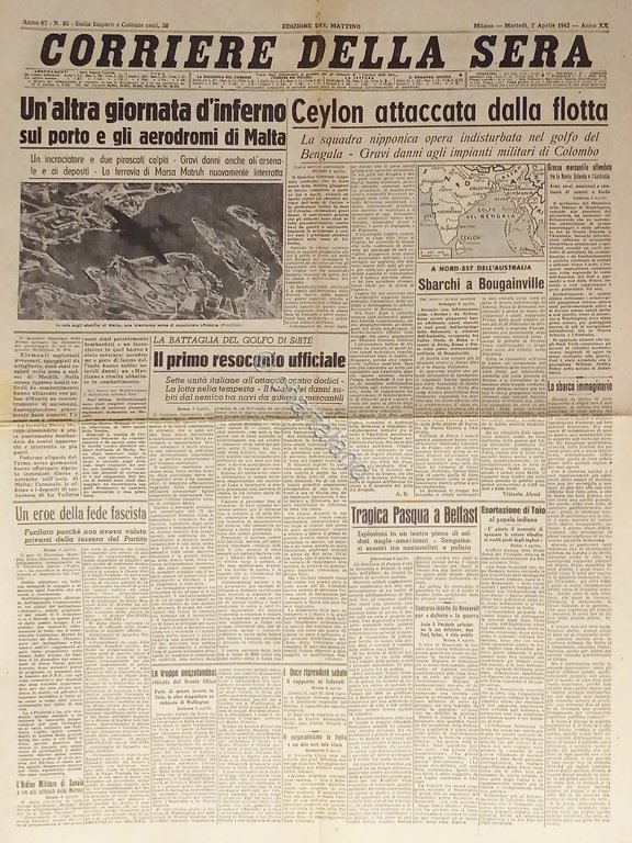 WWII - Corriere della Sera N. 83 - 1942 Ceylon …