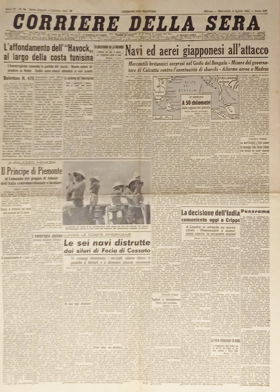 WWII - Corriere della Sera N. 84 - 1942 Navi …
