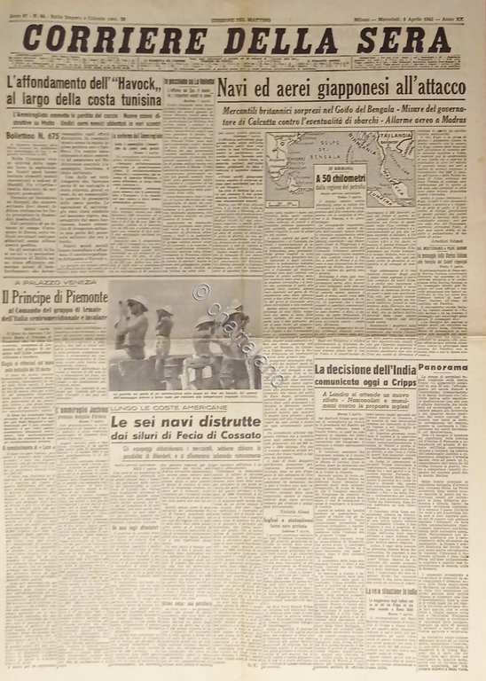 WWII - Corriere della Sera N. 84 - 1942 Navi …
