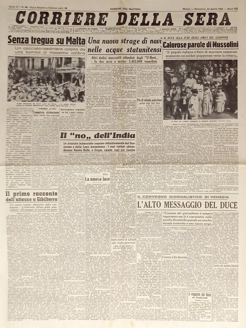 WWII - Corriere della Sera N. 88 - 1942 Ed. …