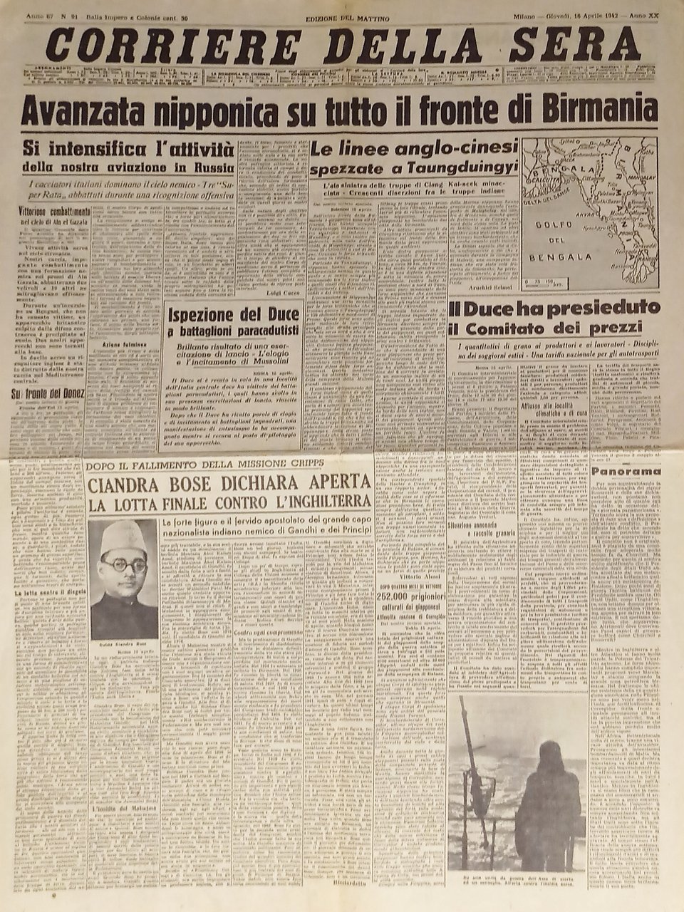 WWII - Corriere della Sera N. 91 - 1942 Avanzata …