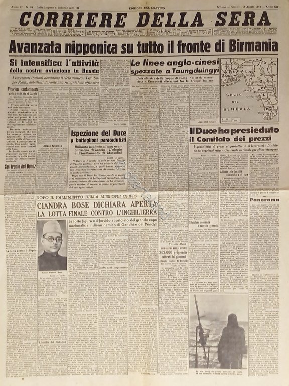WWII - Corriere della Sera N. 91 - 1942 Avanzata …