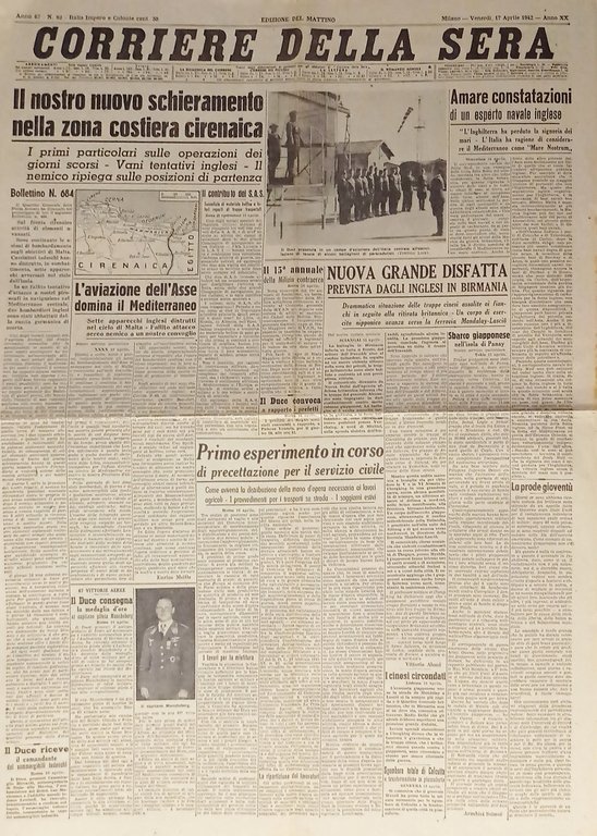 WWII - Corriere della Sera N. 92 - 1942 Schieramento a Cirenaica