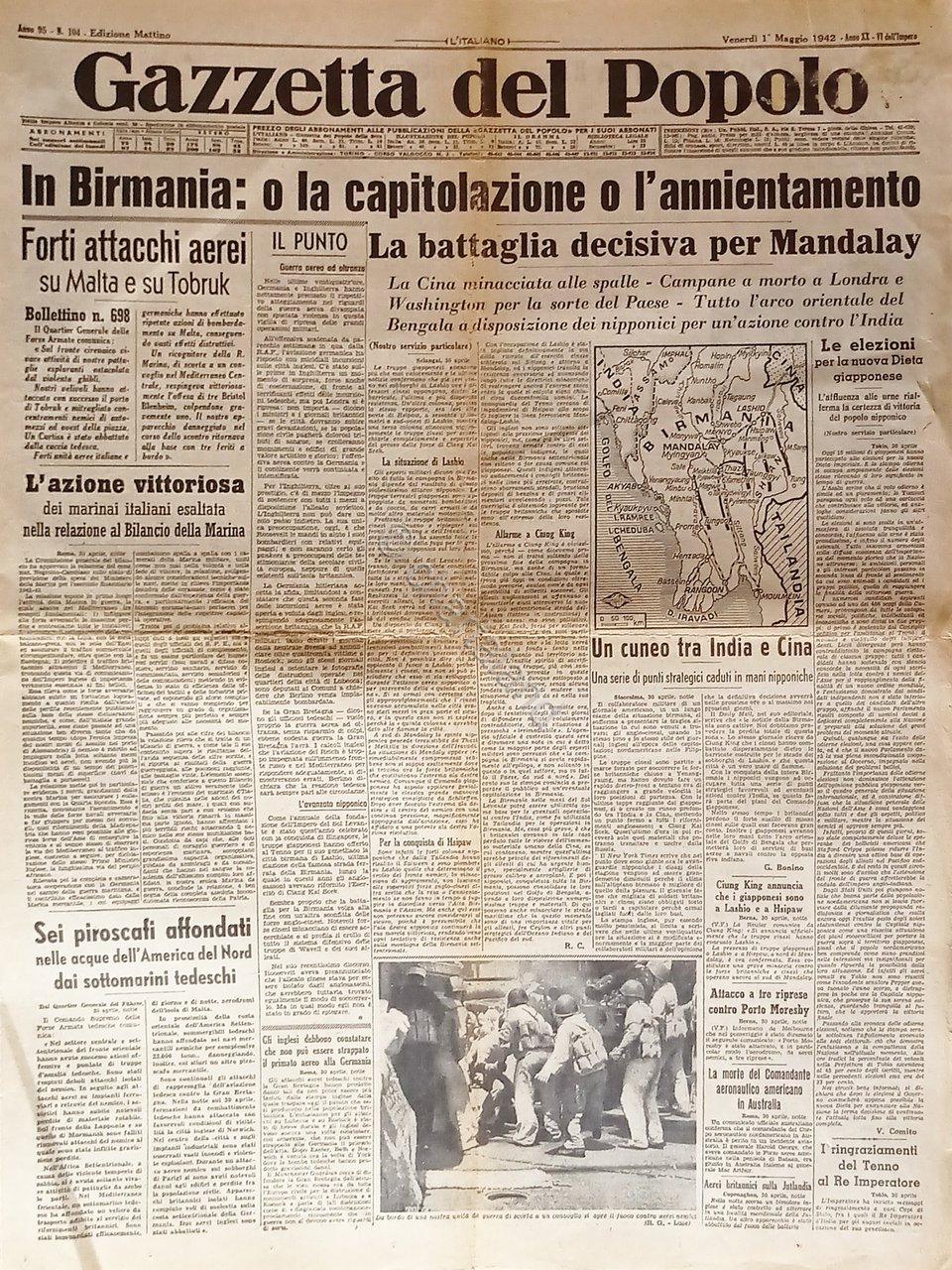 WWII - Gazzetta del Popolo N. 104 - 1942 La … | Immagine principale