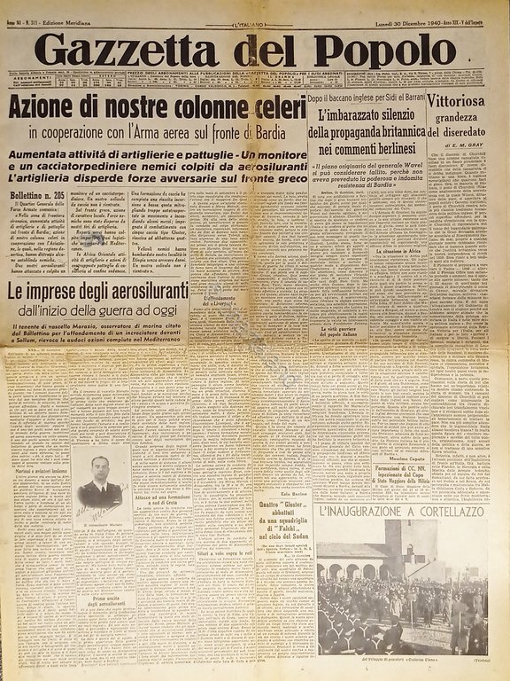 WWII - Gazzetta del Popolo N. 311 - 1940 Azione …