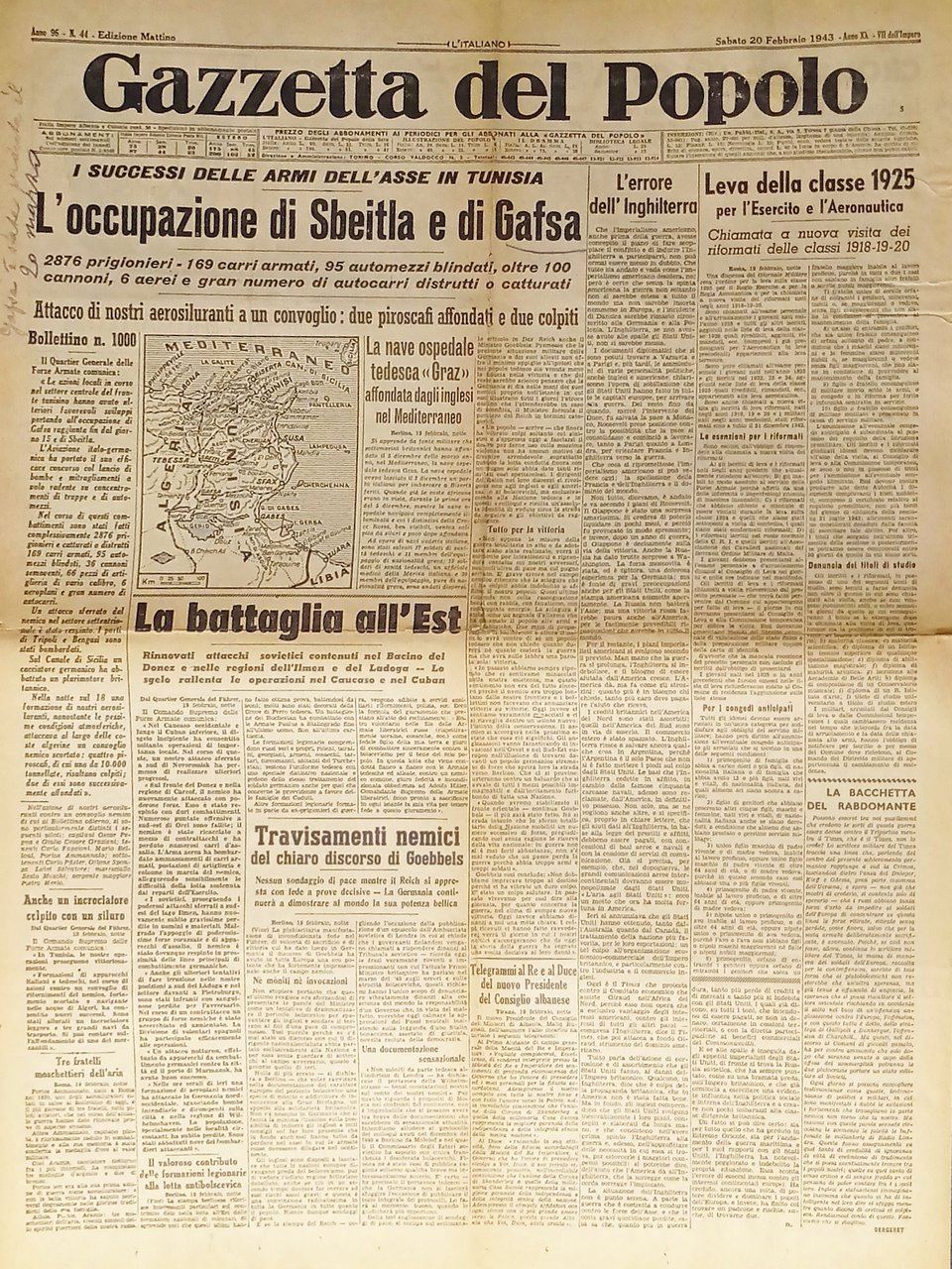 WWII - Gazzetta del Popolo N. 44 - 1943 L'occupazione … | Immagine principale