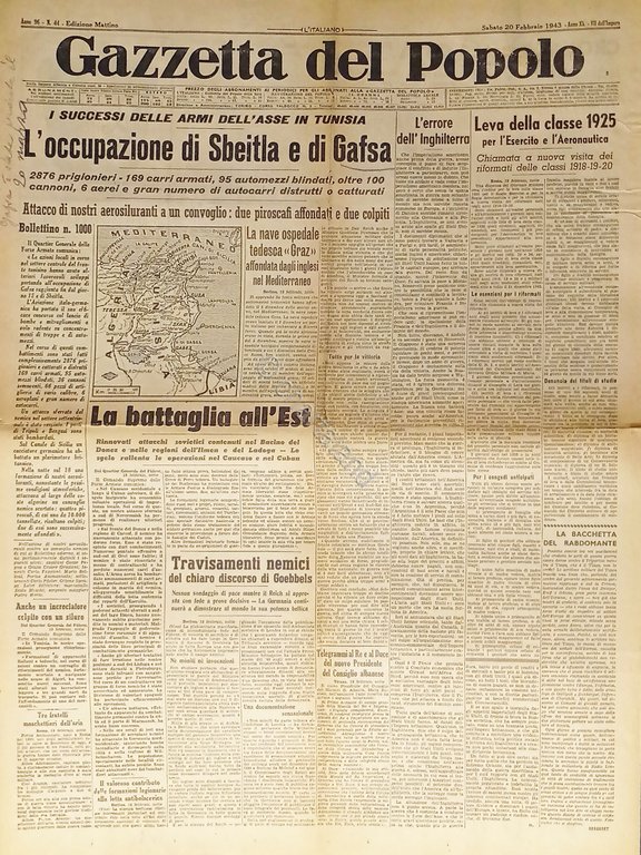 WWII - Gazzetta del Popolo N. 44 - 1943 L'occupazione … | Immagine Gallery 2