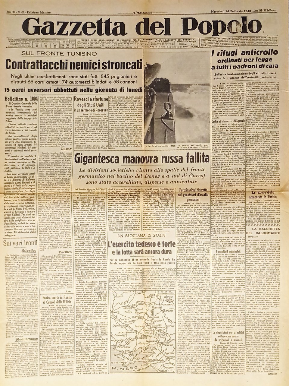 WWII - Gazzetta del Popolo N. 47 - 1943 Sul … | Immagine principale