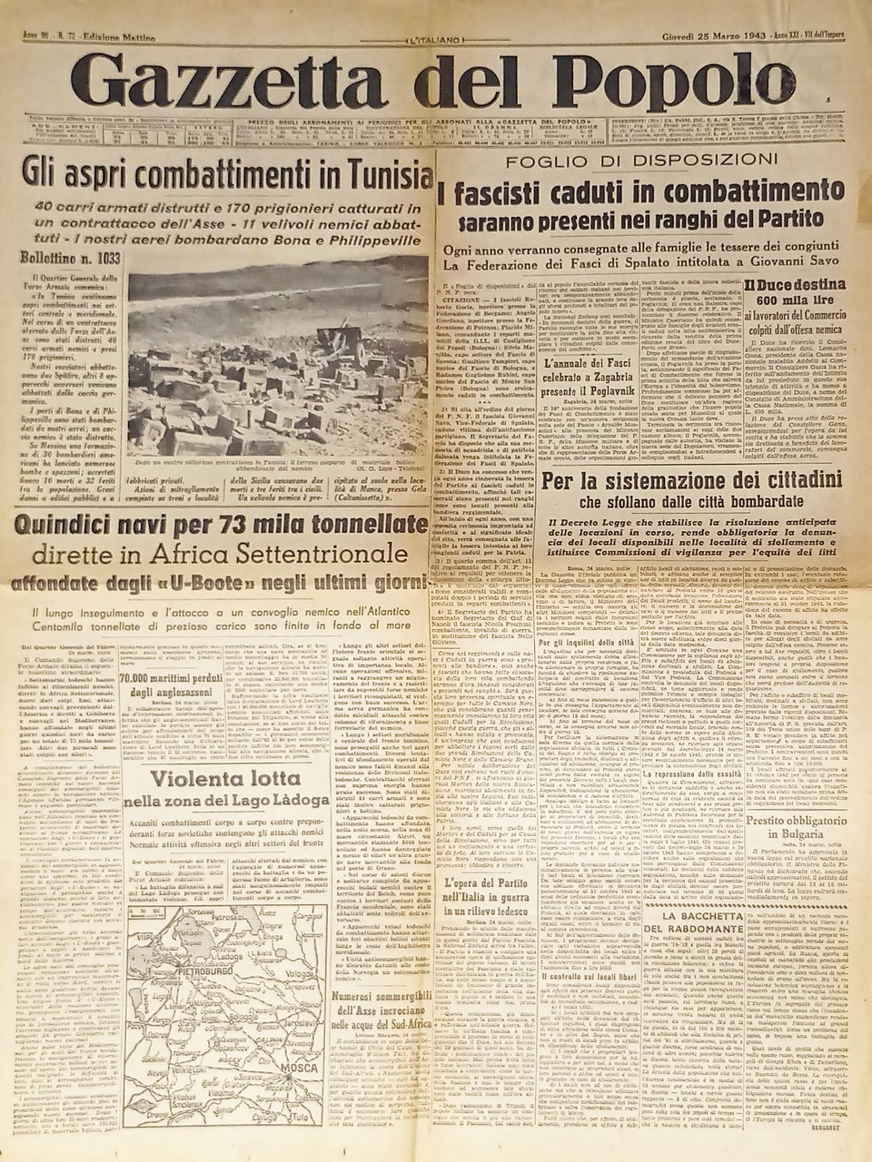 WWII - Gazzetta del Popolo N. 72 - 1943 Gli … | Immagine principale