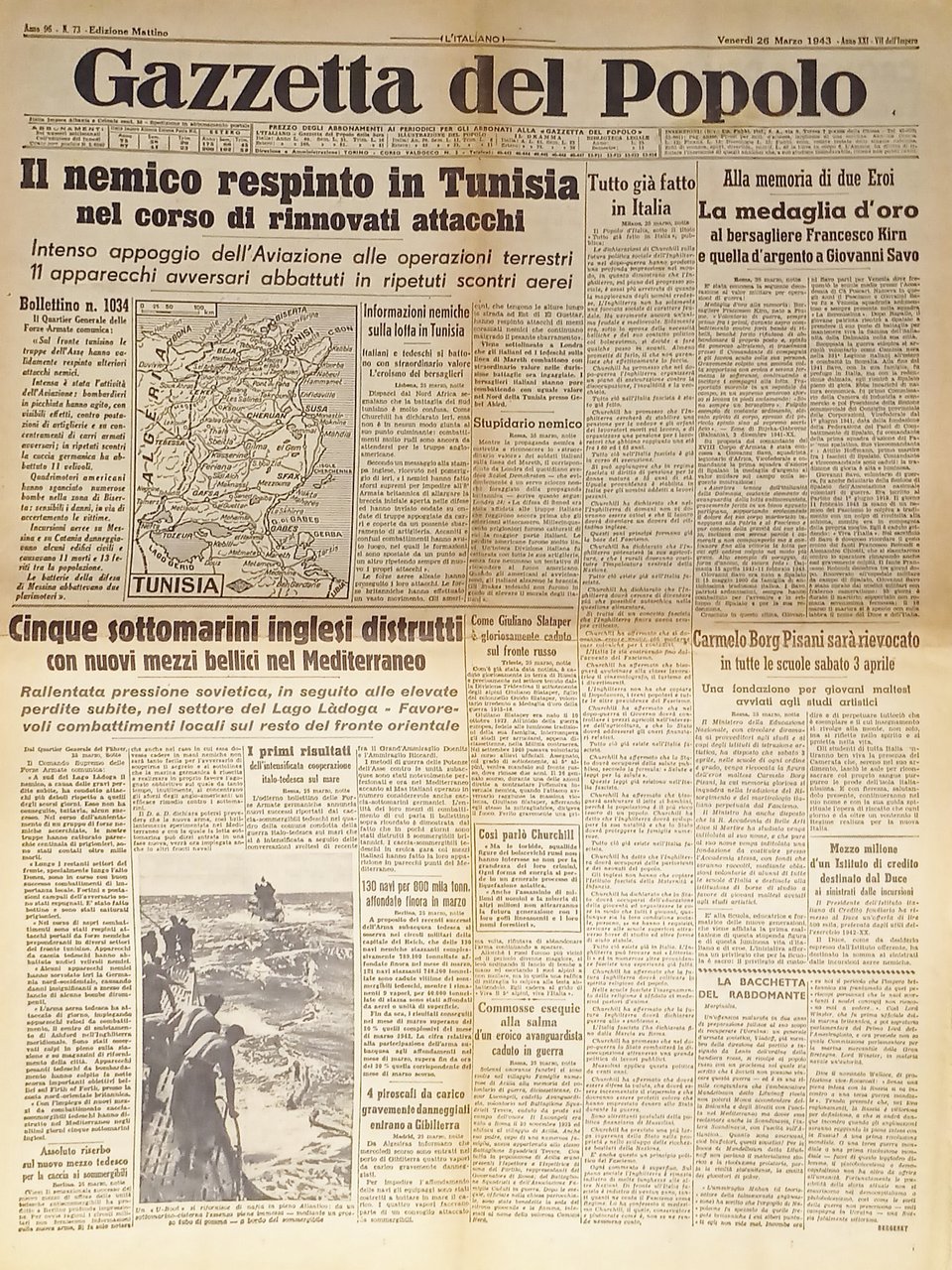 WWII - Gazzetta del Popolo N. 73 - 1943 Il … | Immagine principale