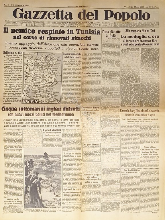 WWII - Gazzetta del Popolo N. 73 - 1943 Il … | Immagine Gallery 2