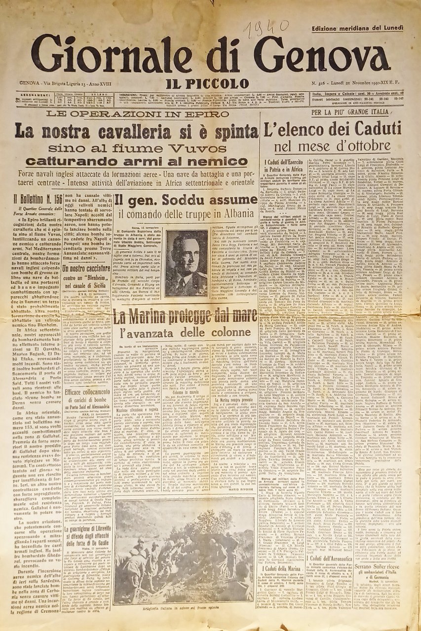 WWII - Giornale - Il Lavoro N. 316 - 1940 … | Immagine principale