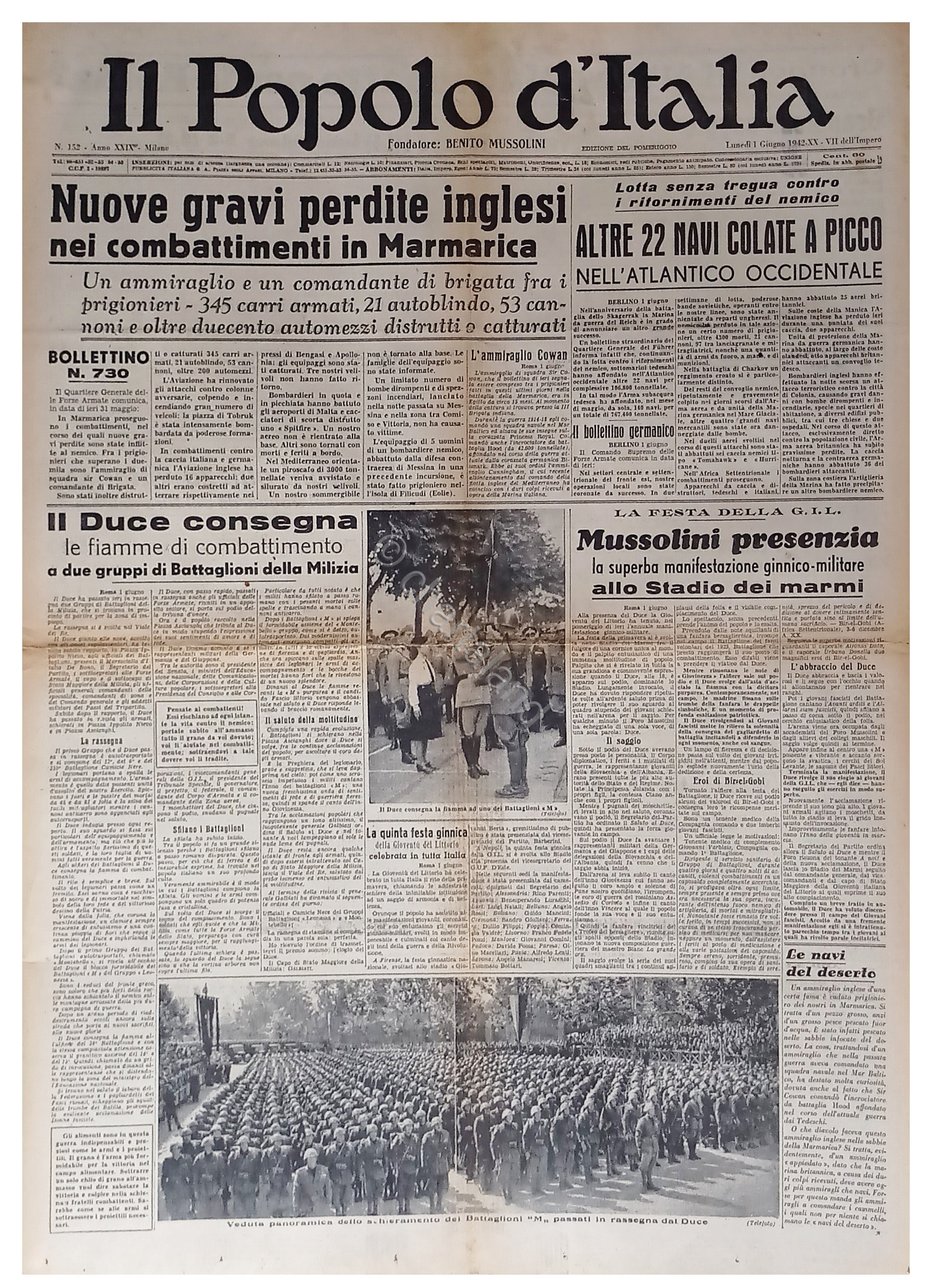 WWII - Il Popolo d'Italia N. 152 - 1942 Nuove …