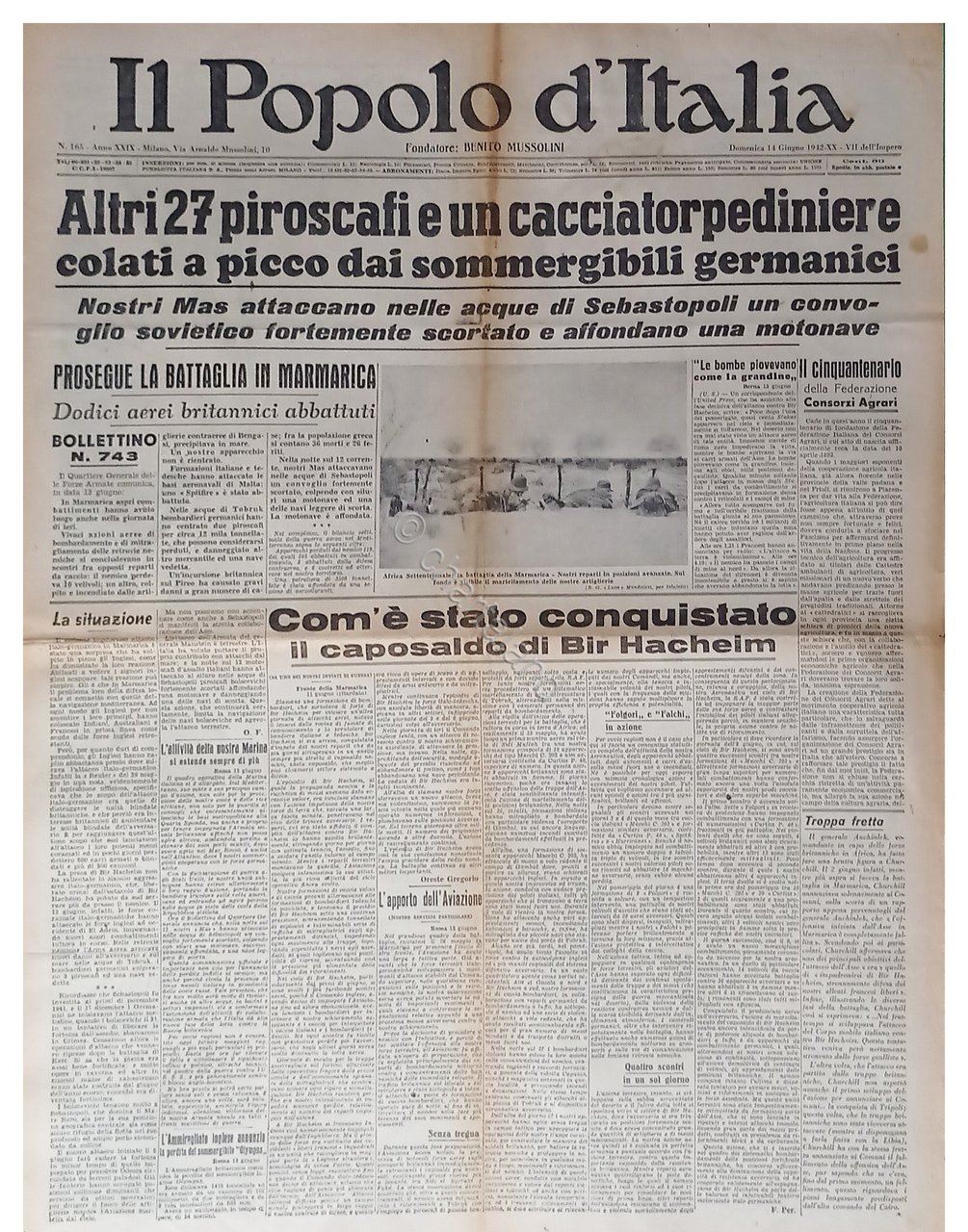 WWII - Il Popolo d'Italia N. 165 - 1942 Nostri …
