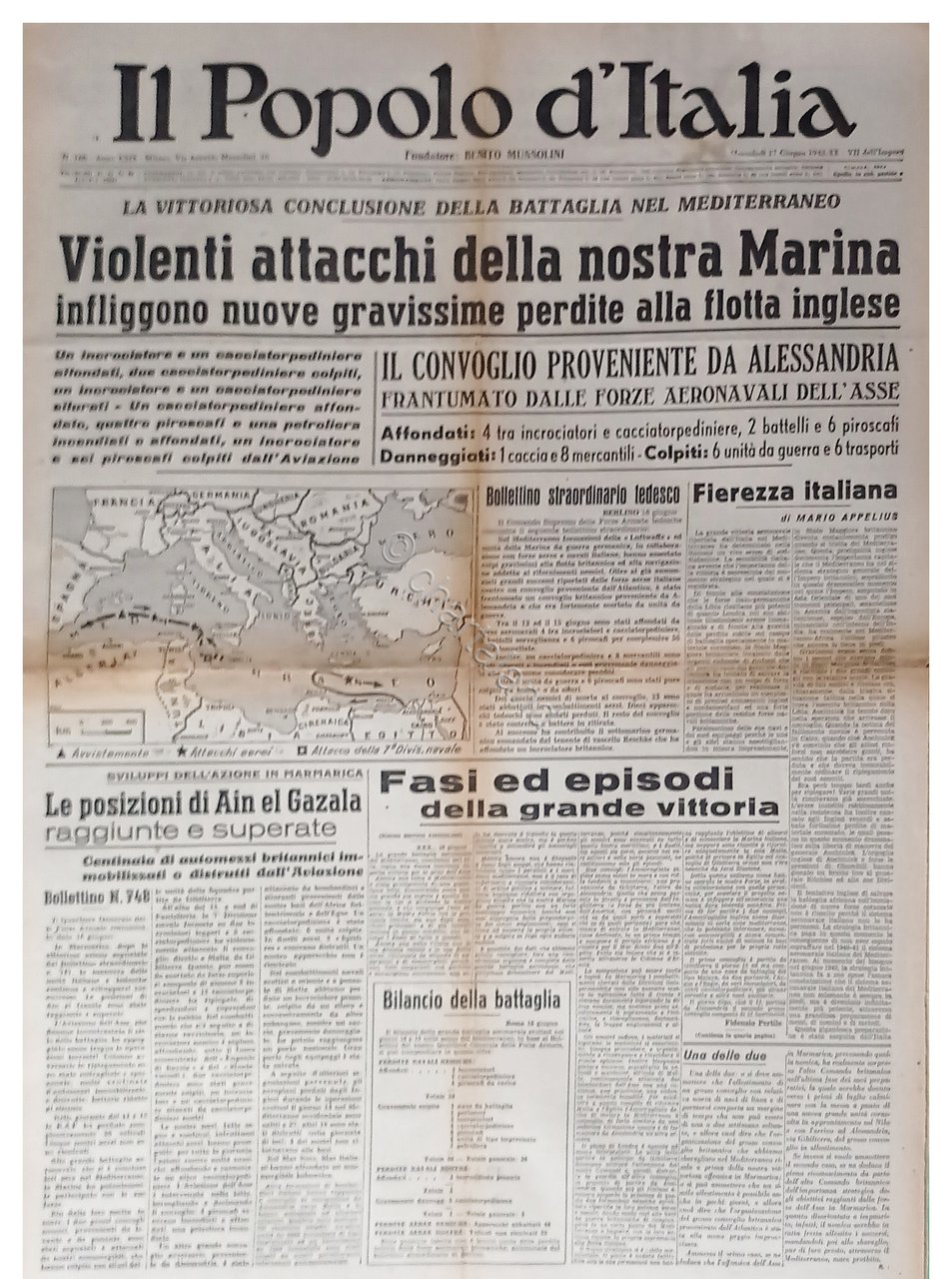 WWII - Il Popolo d'Italia N. 168 - 1942 Violenti …