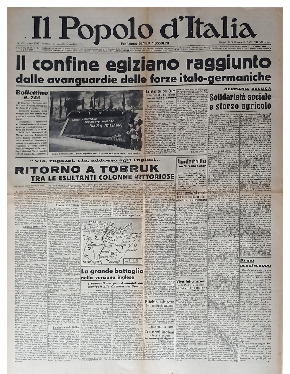 WWII - Il Popolo d'Italia N. 175 - 1942 Il …