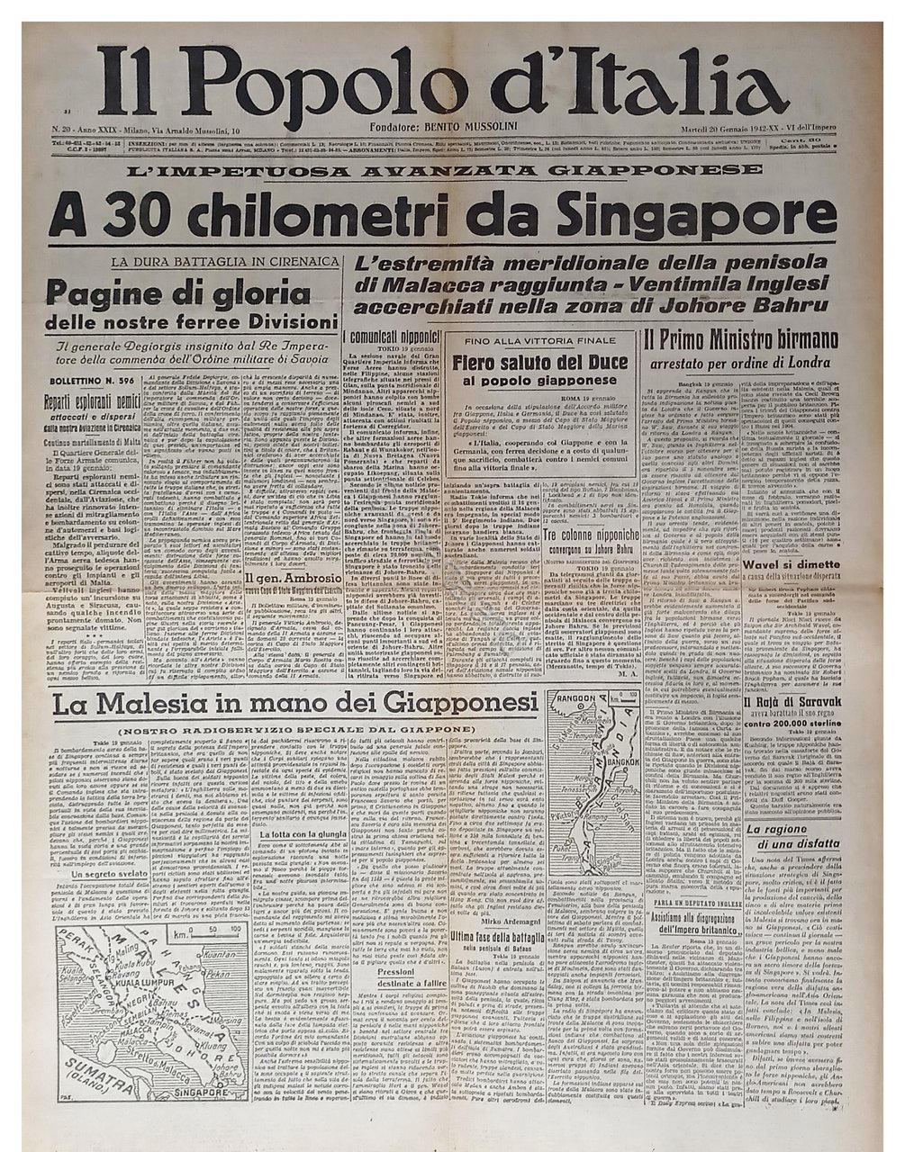 WWII - Il Popolo d'Italia N. 20 - 1942 A … | Immagine principale