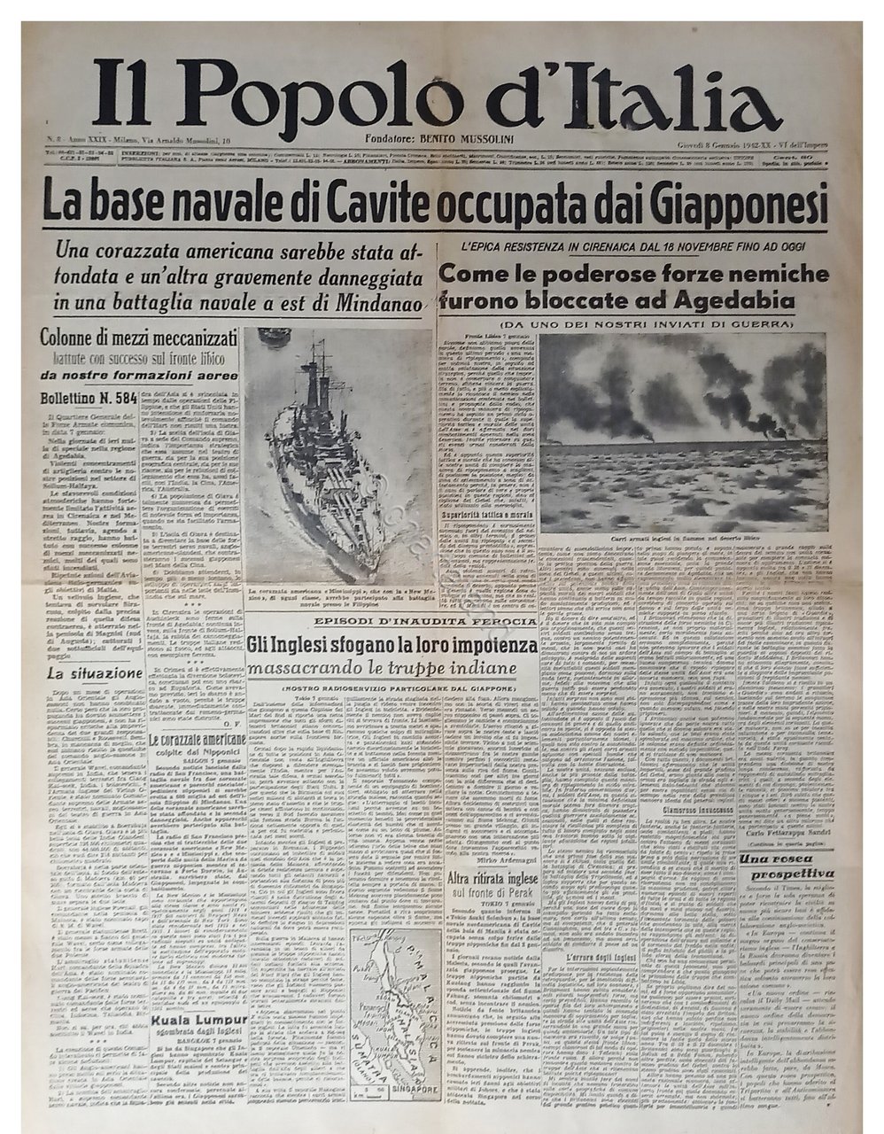 WWII - Il Popolo d'Italia N. 8 - 1942 La … | Immagine principale