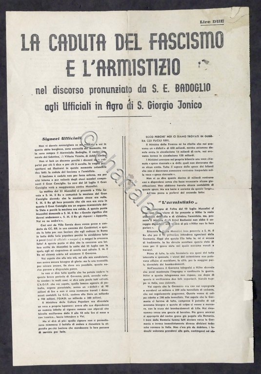 WWII - La caduta del fascismo e l'armistizio nel discorso …