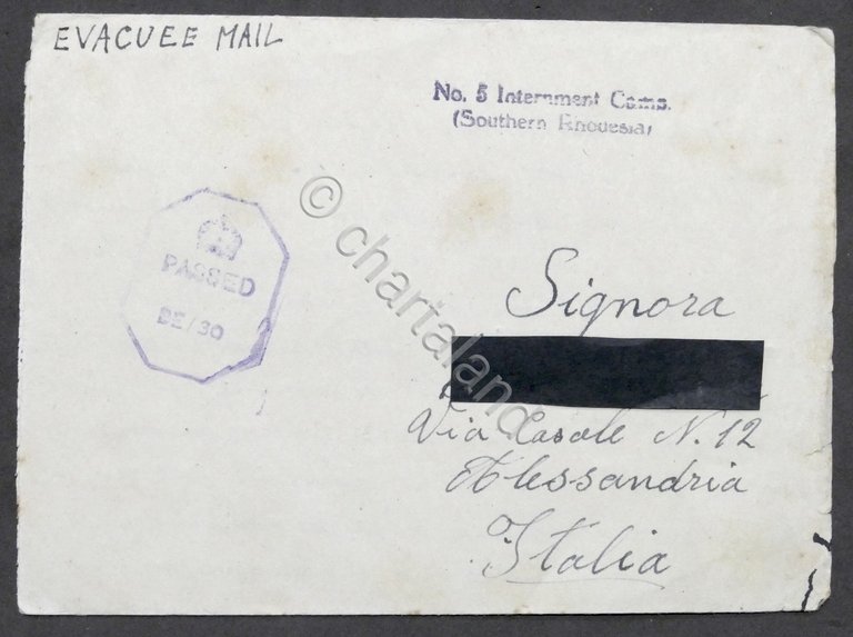 WWII - Lettera da prigioniero italiano - Campo N. 5 …