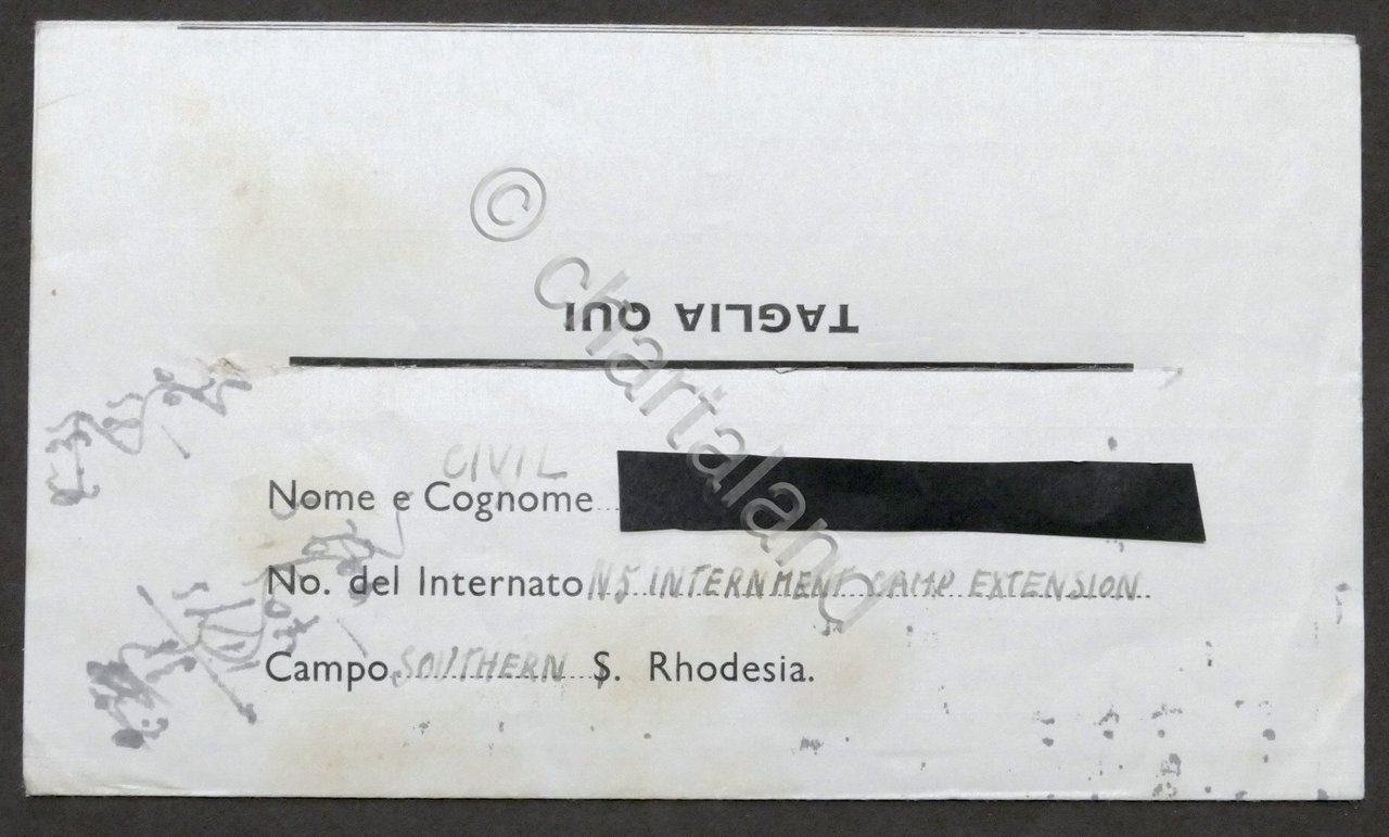 WWII - Lettera da prigioniero italiano - Campo N. 5 …