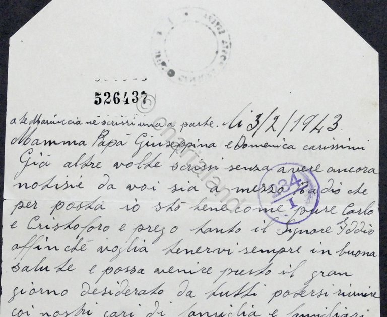 WWII - Lettera da prigioniero italiano - Campo N. 5 …
