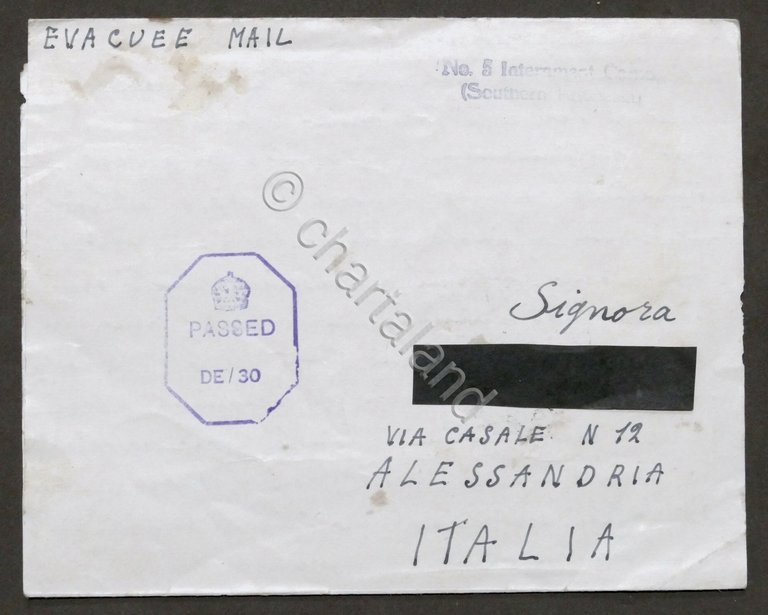 WWII - Lettera da prigioniero italiano - Campo N. 5 …