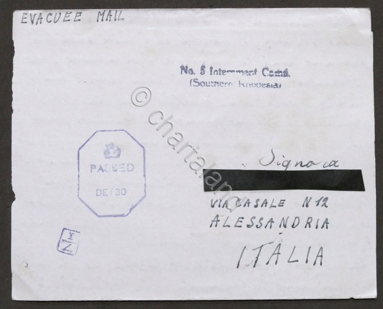 WWII - Lettera da prigioniero italiano - Campo N. 5 …