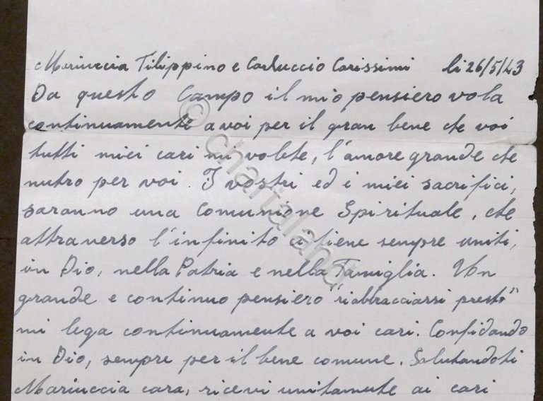 WWII - Lettera da prigioniero italiano - Campo N. 5 …