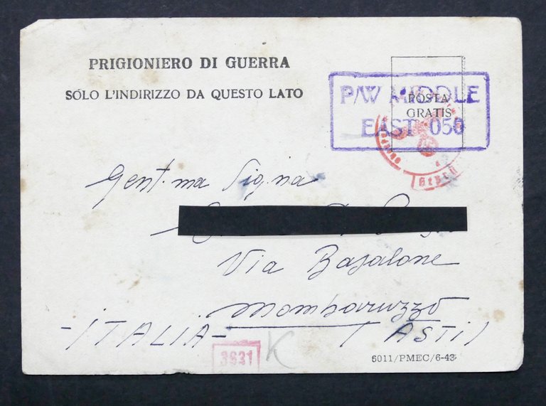 WWII - Lettera Prigioniero di Guerra italiano Campo 304 Middle …