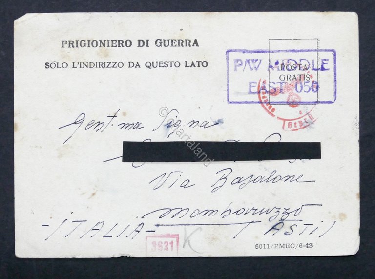 WWII - Lettera Prigioniero di Guerra italiano Campo 304 Middle …