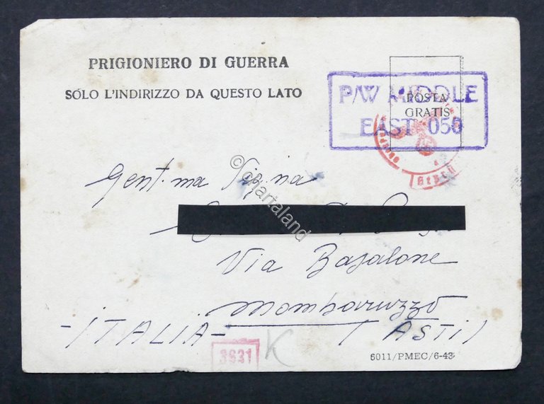 WWII - Lettera Prigioniero di Guerra italiano Campo 304 Middle …