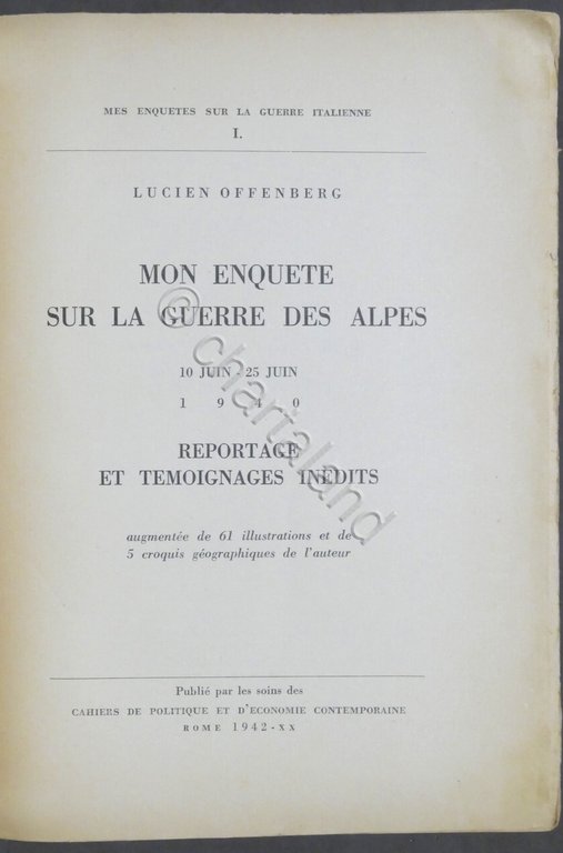 WWII - Lucien Offenberg - Mon Enquete sur la Guerre …
