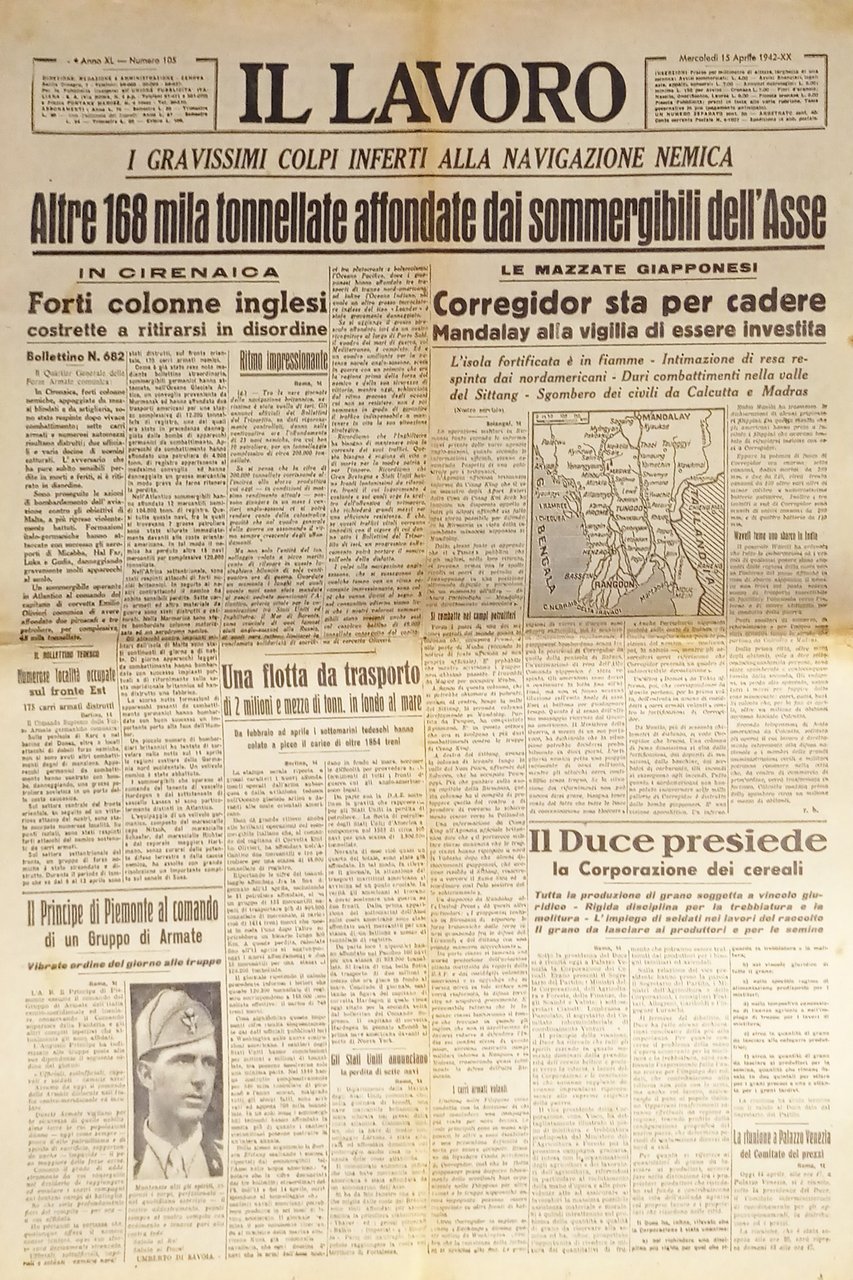 WWII - Quotidiano - Il Lavoro N. 105 - 1942 …