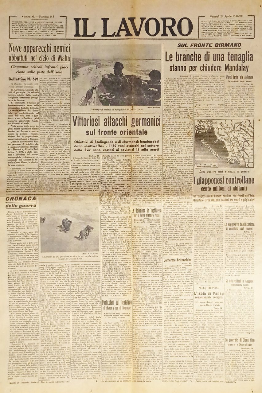 WWII - Quotidiano - Il Lavoro N. 114 - 1942 … | Immagine principale