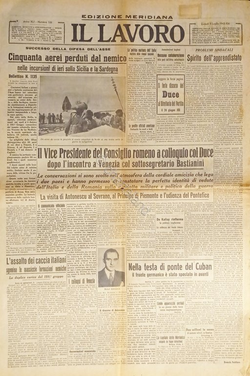WWII - Quotidiano - Il Lavoro N. 186 - 1943 …